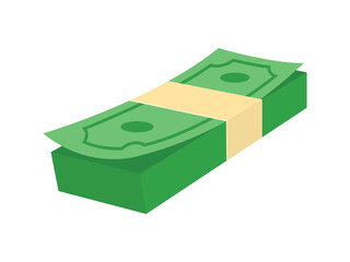 Vector illustration of a wad of cash. Paper money clipart on the theme of wealth, finance, and banking. Isolated on white background.