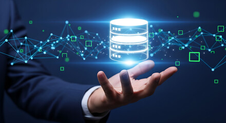 Data Storage and Network Concept Digital Information in Hand