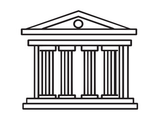 Museum icon 2D vector line art in a clean minimalist educational building icon