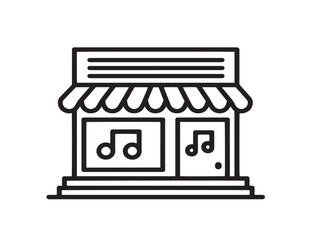 Music store icon 2D vector line art in a clean minimalist instrument shop symbol
