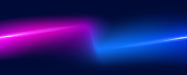 Futuristic abstract background. Neon glowing line on black background. Pink and blue colors. Vector illustration.