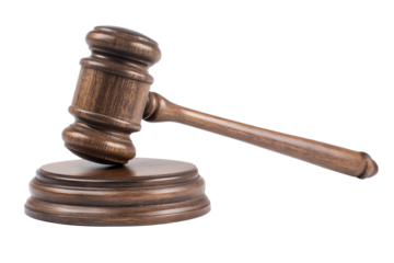 Wooden gavel isolated on transparent background