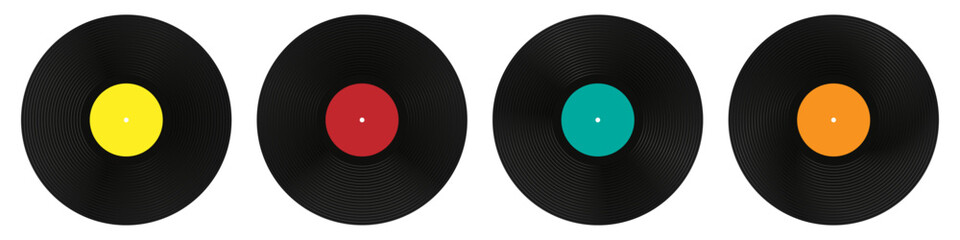 Set of vinyl records.  long play music plates for gramophone. vector