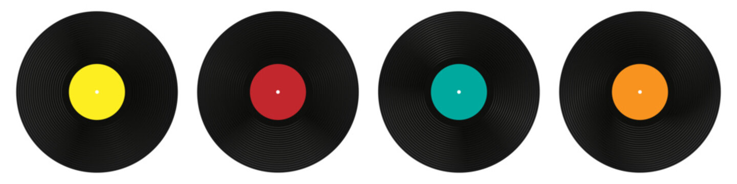 Set of vinyl records.  long play music plates for gramophone. vector
