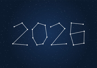 Happy New Year 2026 with stars texture on dark sky background