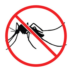 No Mosquito Sign Vector Set — Anti-Insect Repellent Icon, Pest Control and Stop Malaria Warning Symbols