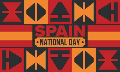 Spain National Day. Spanish flag. National happy holiday, celebrated annual in October 12. Hispanic heritage. Poster, card, banner and background. Vector illustration