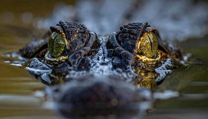 Close-up of alligator's face emerging from water