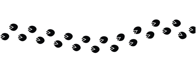Wild life footprint tracks. Animals paws prints, black silhouettes traces, hunters and zoologists manual, stickers with text, zebra, rat and dog, isolated vector set in eps 10.