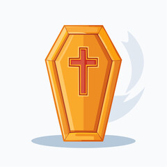 Obraz premium Illustration of a straw broom with a brown handle and orange binding, isolated on white.