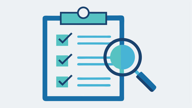 A checklist with a magnifying glass indicating thorough security audits and data integrity checks.