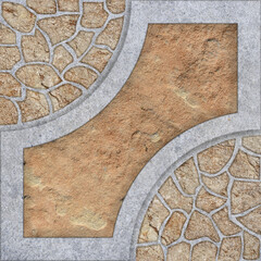 Abstract Stone Tile Design with Curved Elements.