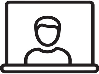 Online meeting icon 2D vector line art in a clean minimalist business webinar