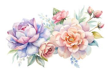 Pastel Watercolor Flower Arrangement Clipart  vector illustration