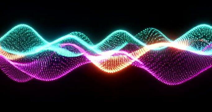 Vibrant abstract wave patterns in neon colors on a dark background