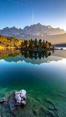 Serene alpine lake at dawn (1)