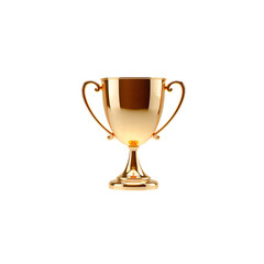 Gold trophy isolated on white background shiny metal award cup PNG
