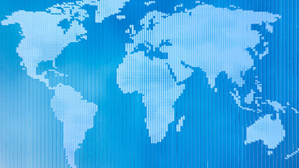 Abstract fractal glass world map with glowing gradient background, modern digital visualization of global connections, futuristic design for technology, data, and theme, 3d render