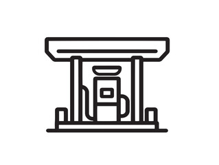 Petrol Industry icon 2D vector line art in a clean minimalist gas station symbol