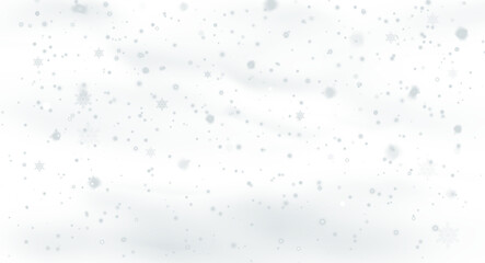 Fototapeta na wymiar Snow Overlay. Falling Scattered Snowflakes isolated on Transparent Background.