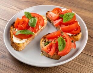 Bruschetta with Tomato and Basil for Premium Appetizer Food Object and Italian Cuisine