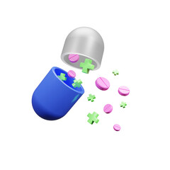 Medicine and health icon isolated on transparent background, healthcare and medical concept. Treatment, prevention, health, diagnosis, report, illness, injury, more. Health-related content. 3d render