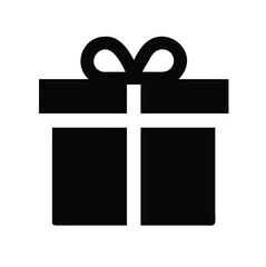 Simple black gift box icon with ribbon and bow clean silhouette minimalist symbol for celebration presents holidays and surprises