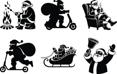 Santa Claus Sleigh Silhouette | Christmas SVG, DXF, PNG for DIY Crafts
