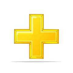 Obraz premium Bright golden addition plus sign symbol for positive growth and mathematical increase concept