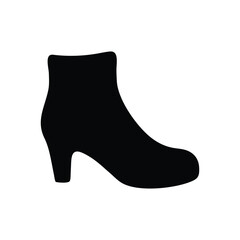 Elegant black silhouette of a woman's ankle boot with a block heel perfect for fashion illustrations, apparel design, footwear graphics and design projects