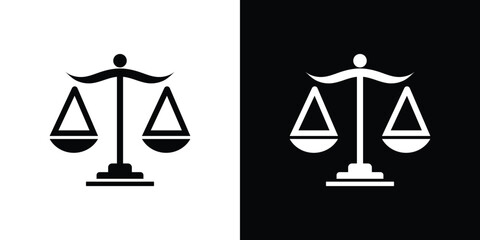 Balance Scales Silhouette Icon, Symbol of Justice, Legal System, Law Isolated Object