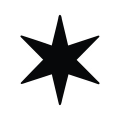 Simple Silhouette of Six-Pointed Black Star Icon — Use in Holiday Decorations, Graphic Symbols, Decorative Graphics, Symbolic Elements,  Minimal Design Projects, and Festive Decorations, 