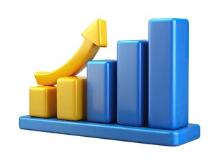 3d bar chart showing upward growth and positive trend
