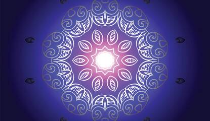 Abstract purple background with golden ornament