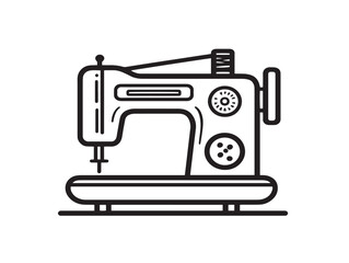 Sewing icon 2D vector line art in a clean minimalist style for tailoring