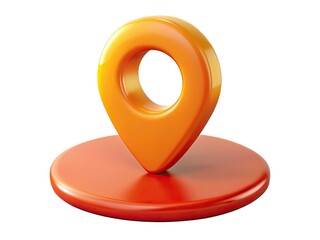 3d orange location pin marker on red base