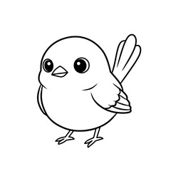 Black and white outline of a cute small bird. Perfect for coloring books, educational materials, wildlife learning content, or simple line art bird illustration projects