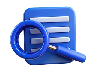 Magnifying glass over blue document with text lines
