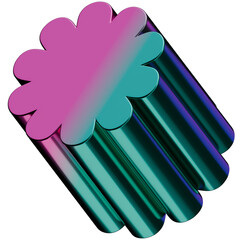 3D Render of Abstract Pink and Teal Fluted Cylinder with Transparent Background for Modern Aesthetic Design Visual