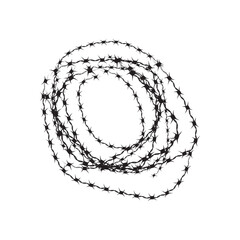 Barbed wire vector illustration isolated on white background