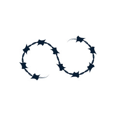 Barbed wire vector illustration isolated on white background