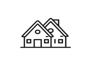 Type houses icon 2D vector line art in a clean minimalist style
