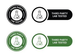3rd party lab tested icon. Third party laboratory approved product quality certificate symbol. Clinically certified formula for cosmetic packaging vector.