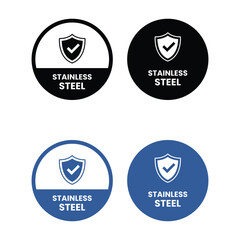 Stainless Steel packaging stamp for product labels. Metal items vector sticker.