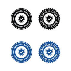 Stainless Steel packaging stamp for product labels. Metal items vector sticker.