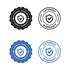 Extended Warranty shield logo. A symbol of protection, security, and service guarantee. Simple flat vector icon isolated for business, retail, and products