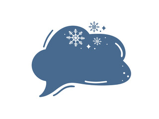 A light blue speech bubble decorated with snowflakes and stars. Perfect for winter greetings or a shared conversation.