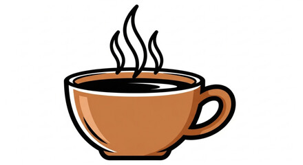 Obraz premium A steaming cup of coffee vector illustration of a hot beverage in a brown mug with rising steam, perfect for a morning pickmeup