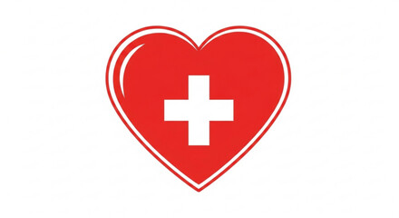 Obraz premium A red heart with a white medical cross inside, , symbolizing love, healthcare, and support in a simple yet powerful design