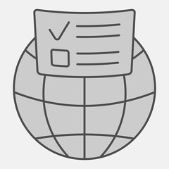 Ballot document and globe isometric icon, democracy day concept. Vector graphics. Planet with voter paper sign and editable stroke, outline style icon for mobile or web design.
